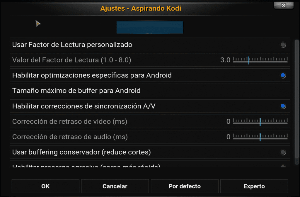 ajustes aspira kodi