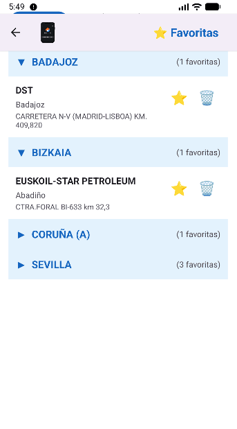 Estaciones favoritas