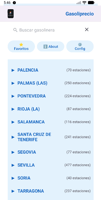 Listado Gasolineras GasoliApp