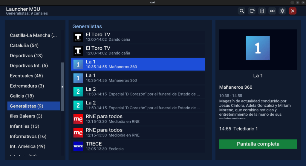 canales con guía epg