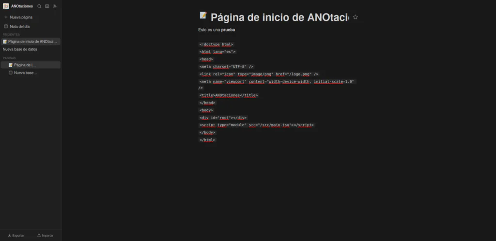 Página de inicio ANOtaciones